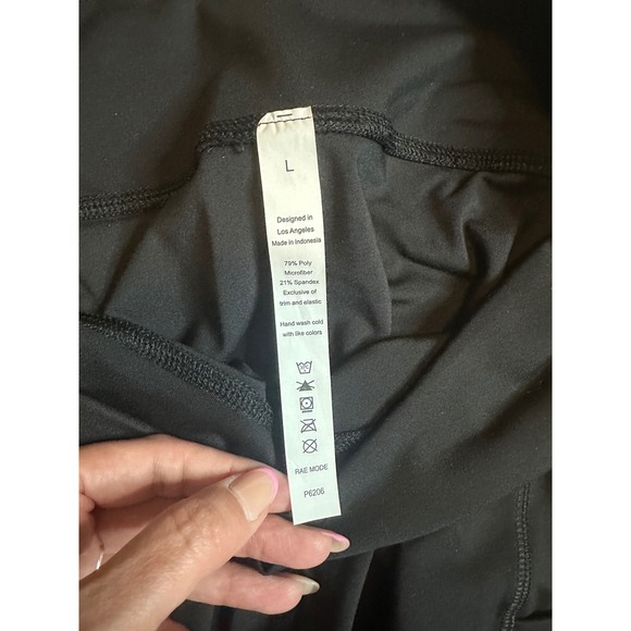 Rae Mode Black High Waisted Athletic Leggings with Side Pockets P6206 Womens L - Picture 3 of 3